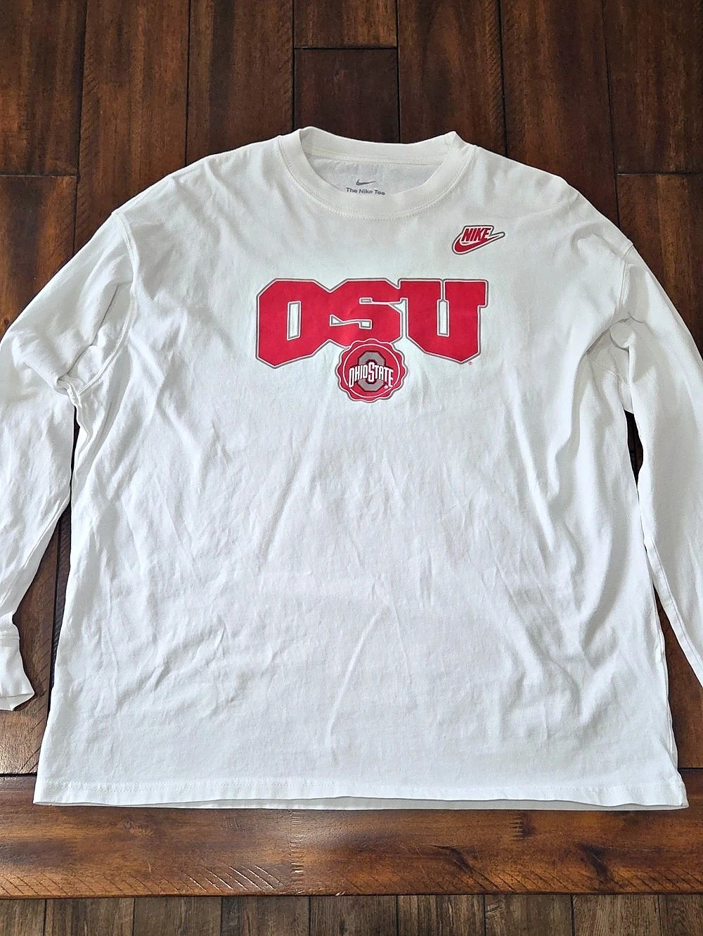 Nike Ohio State Buckeyes Long Sleeve T-Shirt White & Red Size XL